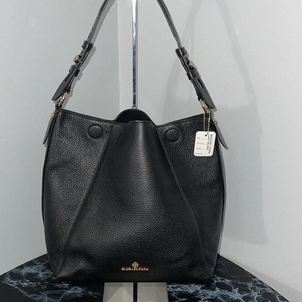 Women’s Handbag MICHAEL KORS Lucy Medium Hobo Shoulder Bag Black AUTHENTIC NEW